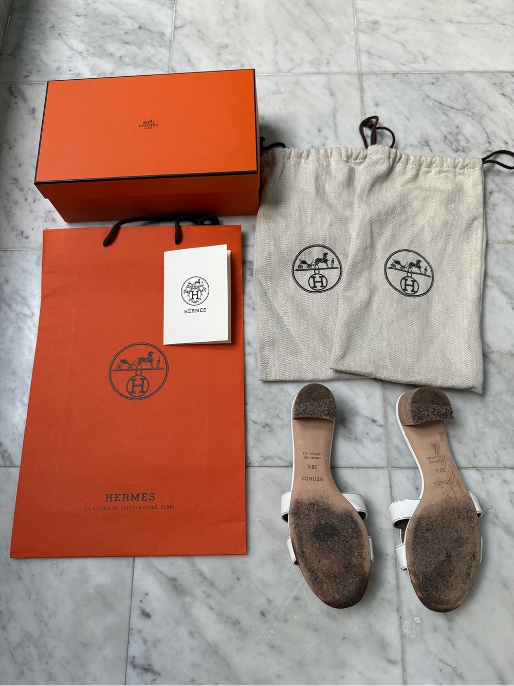 Authentic Hermes Oasis Sandal - Blanc, US 8 / 38.5 - Picture 2 of 7